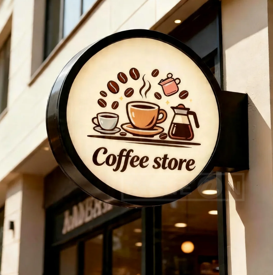 Coffee Equipment And Supplies - Double-Sided Outdoor Business Logo Custom LED
